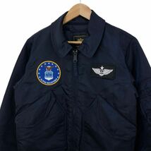 H618 ALPHA INDUSTRIES アルファインダストリーズ CWU-45/P ミリタリー フライトジャケット ナイロン ジャケット ジャンパー 紺 ワッペン M_画像3