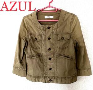 1 jpy AZUL by moussy khaki Short jacket 7 minute sleeve M size 