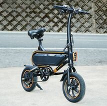 電動バイク機能搭載♪コンパクトな折り畳み式の電動アシスト自転車 12インチ！前後ディスクブレーキ・オートクルーズ機能搭載！V2ブラック!_画像4