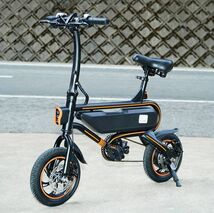 電動バイク機能搭載♪コンパクトな折り畳み式の電動アシスト自転車 12インチ！前後ディスクブレーキ・オートクルーズ機能搭載！V2ブラック!_画像1