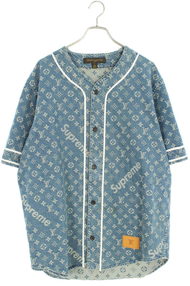 シュプリーム ルイヴィトン 17AW LV Jacquard Denim Baseball Jersey