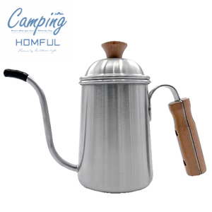 ★HOMFUL★ヴィンテージ ステンレス コーヒードリップポット★650ml★アウトドアケトル★キャンピングケトル★直火 IH対応★やかん★５