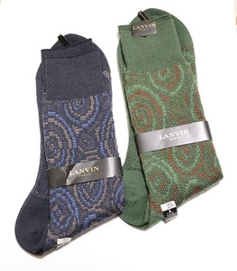  new goods unused goods!LANVIN PARIS Lanvin wool socks socks 2 pair collection 25cm black navy & green Brown men's gentleman 