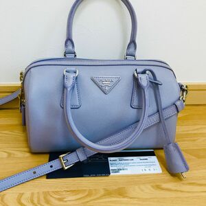 極美品　PRADA プラダ　 2way ショルダーバッグ　 ミニボストンバッグ　パープル　ラベンダー　紫