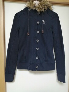 【USED】アバクロ　Abercrombie&fitch　パーカ　フーディ　フェイクファー付　レディースM