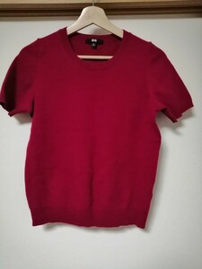 【USED】UNIQLO　ユニクロ　半袖ニット　カシミヤ　レディースM