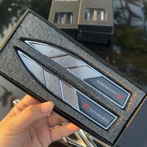  Citroen CITROEN sticker emblem made of metal charcoal element fiber car sticker plate fender badge seal 2 piece set 