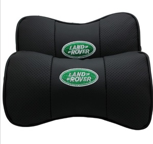 ランドローバー LANDROVER 車用ネックパッド 首クッション 2個セット ヘッドレスト ネックピロー ドライブ レザー 刺繍ロゴ ブラック