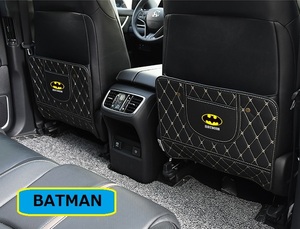 BATMAN 車用シートカバー　後部座席収納　バックプロテクター　キックマット シートバックポケット　蹴り防止　2点セット　ブラック