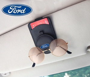 フォード FORD ブラック 車用メガネホルダー サングラスクリップ サンバイザーポケット サングラス/メガネ収納 カード収納クリップ