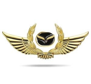  Mazda MAZDA sticker emblem cover car Logo automobile simple cohesion powerful cohesion scratch .. Gold parts 3D wing type made of metal 