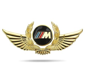 BMW ///M ステッカー エンブレム カバー 車ロゴ 自動車 かんたん粘着 強力粘着　キズ隠し ゴールド パーツ 3D翼型　金属製