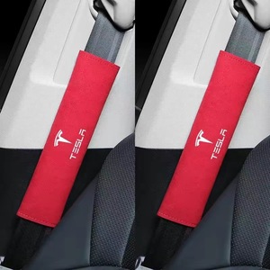  tesla TESLA seat belt pad seat belt cover 2 point set suede seat belt cushion shoulder pad red 