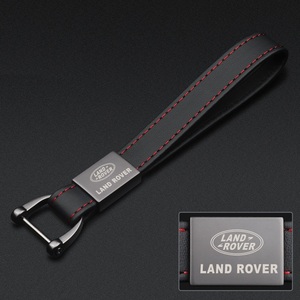 ランドローバー LANDROVER キーホルダー キーリング キーチェーン 車用 牛革製 ストラップ 薄型 軽量 鍵 ブラック メンズ レディース兼用