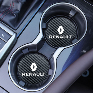 ルノー RENAULT 炭素繊維　カップパッド　ドリンクホルダー　 装飾　ロゴ　コースター　ホルダー 　直径7cm　2枚セット