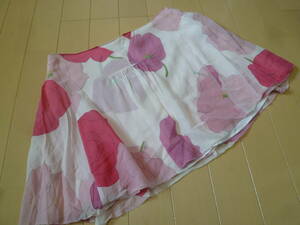JILLSTUART/ジルスチュアート♪桜色ピンク大花柄スカート2/シルク100％ミニ♪330