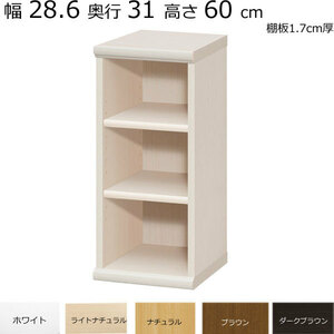 本棚・書棚　既製品　幅28.6　奥行き31（レギュラー）　高さ60ｃｍ(棚板1.7cm厚標準）