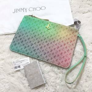 [ unused class * exclusive use sack attaching ] Jimmy Choo clutch bag pouch Rainbow JC Logo 