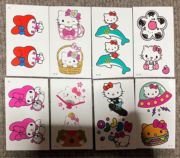 キティちゃんのカラータトゥーシール8枚セット 1点限り