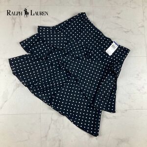  new goods unused LAUREN RALPH LAUREN Ralph Lauren frill skirt knees height lining equipped tia-do dot polka dot black black size 2*BC999