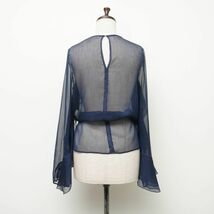 美品 SEE BY CHLOE シーバイクロエ シースルーラッフルブラウス トップス フリル レディース 紺 ネイビー サイズ36*BC902_画像5