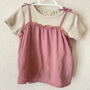 半袖Tシャツ　バースデイ　tete a tete 100 リボン　ピンク　2歳　3歳　4歳　保育園