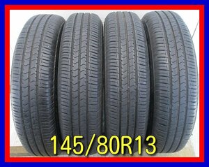 ■中古タイヤ■ 145/80R13 75S BRIDGESTONE ECOPIA NH100C N-BOX タント ムーブ等 軽自動車 夏 オンロード 激安 送料無料 A743