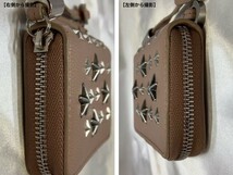 ★☆ JIMMY CHOO ジミーチュウ コインケース NELLIE レザー ピンク ベージュ系 ラウンド ファスナー スタッズ 小銭入れ ★☆_画像5