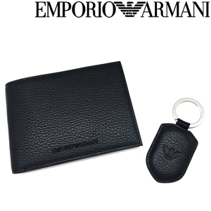 EMPORIO ARMANI エンポリオアルマーニ 二つ折り財布＆キーホルダーセット ブラック Y4R222-Y068E-80001