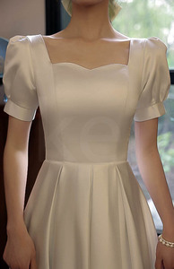 XL size satin dress type One-piece white large size @ [3074-1-4A