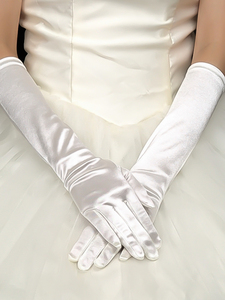 フリーサイズ 即決 つるつる サテン 手袋 結婚式 フォーマル 新品 白 CP送料無料 国内発送 [8003-1-0E