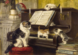 EN 1551 1000ピース ジグソーパズル ルーマニア発売 ペット・動物 ねこ HENRIETTE RONNER-KNIP THE PIANO LESSON