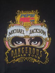＜匿名配送料込み＞本物ビンテージ 90年代 マイケルジャクソン MICHAEL JACKSON 1992年 デンジャラス ワールドツアー Tシャツ Mサイズ 黒色