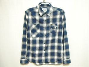 [I297] free shipping * beautiful secondhand goods *STUDIO D*ARTISAN stereo . Dio daruchi The n long sleeve work shirt 5546 M size indigo check made in Japan 