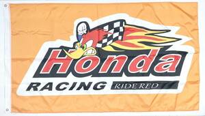送料無料h45432 HONDA Racing ride red ウッドペッカー フラッグ ガレージ ホンダフラッグ 旗 美品