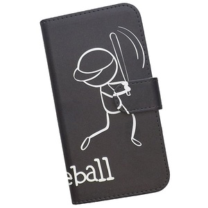 Galaxy Note20 Ultra 5G SC-53A/SCG06　スマホケース 手帳型 プリントケース 野球 モノトーン ベースボール 棒人間 ブラック