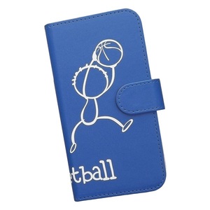 Galaxy Note20 Ultra 5G SC-53A/SCG06　スマホケース 手帳型 バスケットボール 籠球 スポーツ モノトーン 棒人間 ブルー