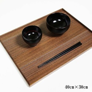  length angle serving tray length angle tray walnut wooden domestic production made in Japan . serving tray O-Bon tray tray Echizen lacquer ware stylish Cafe 