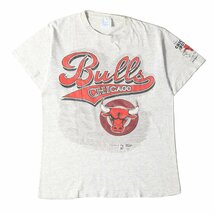 NBA シカゴ・ブルズ クルーネックTシャツ TULTEXボディ / USA製 90s アッシュグレー L オフィシャルアイテム バスケ 古着 ヴィンテージ_画像1