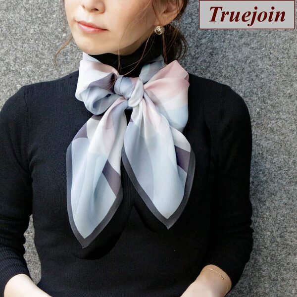 日本製 シルク100% スカーフ 88cm×88cm 大判 正方形 首元やバックを華やかに彩るシルクスカーフ さらりとした手触り レトロアイスブルー