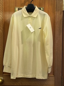 日本製 レディースポロシャツ 40サイズ 黄色 老舗ブランド 綿100％ 長袖 ポロシャツ スポーツ 婦人 襟 新品未使用品 送料無料 前ボタン