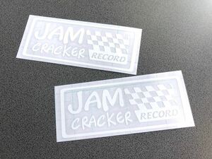  free shipping! JCR jam cracker record sticker 2 pieces set approximately 55×140. white color Ame car old car truck Setagaya base 