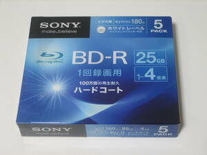 新品 未開封品　ソニー SONY　5BNR1VGPS4　録画用 BD-R ハードコート　25GB （片面1層）　1-4倍速　インクジェットプリンター対応　５枚入