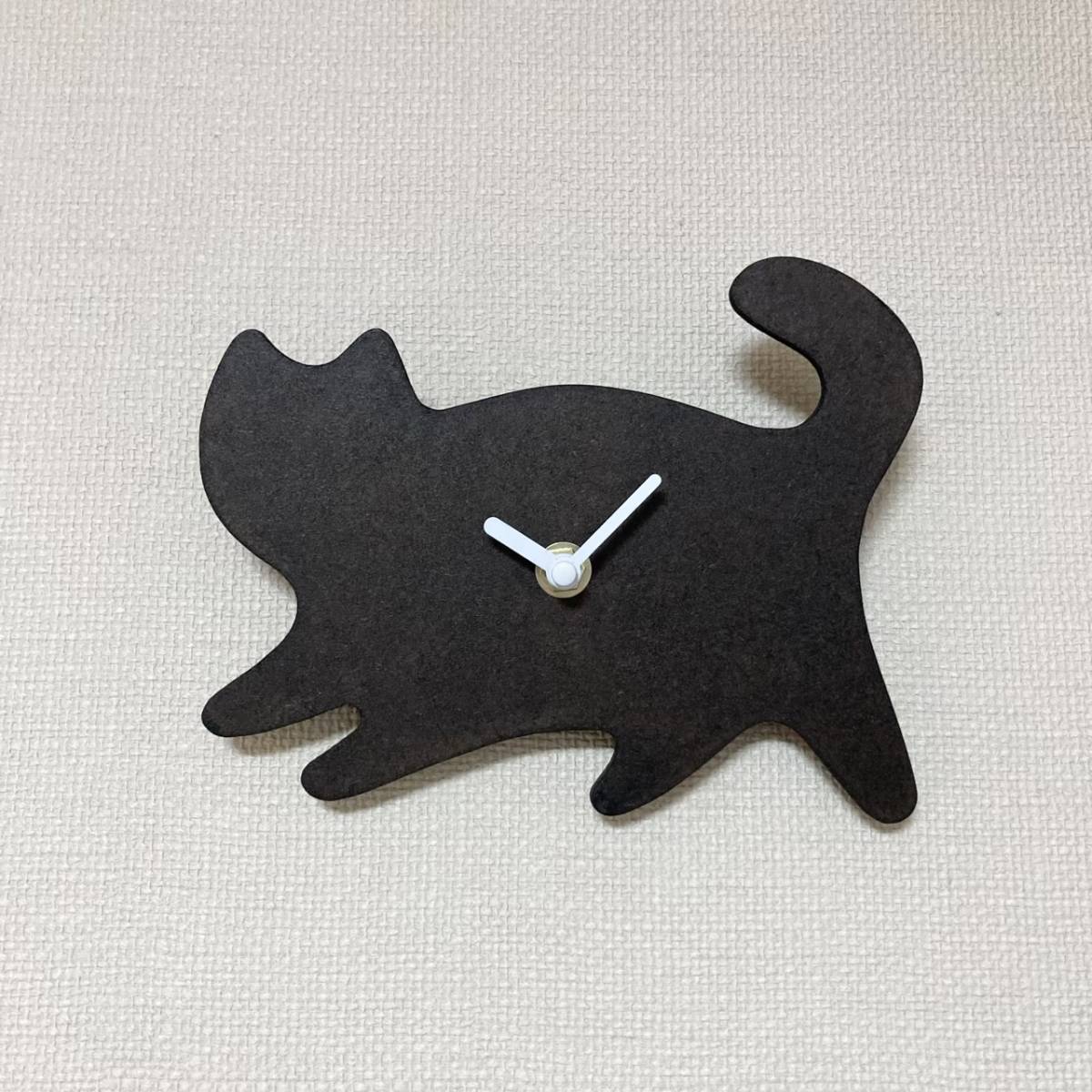 Black cat wall clock Kuroneko handmade object, Table clock, Wall clock, Wall clock, wall clock, analog