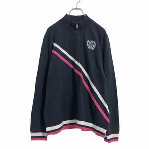 TOMMY HILFIGER スウェット トレーナー XL ネイビー ホワイト ピンク トミーヒルフィガー ジップアップ 古着卸 アメリカ仕入 a504-5424