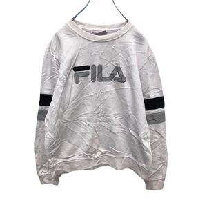 FILA ロゴスウェット Mサイズ フィラ トレーナー 白 ホワイト 古着卸 アメリカ仕入れ a402-5592