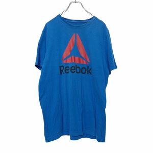 Reebok 半袖 プリントTシャツ Lサイズ リーボック ロゴ スポーツ 青 ブルー 古着卸 アメリカ仕入れ a406-6189