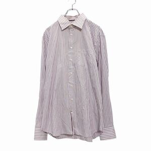 TOMMYHILFIGER 長袖 ストライプシャツ L パープル ホワイト トミーヒルフィガー ポケット 古着卸 アメリカ仕入 a504-6223