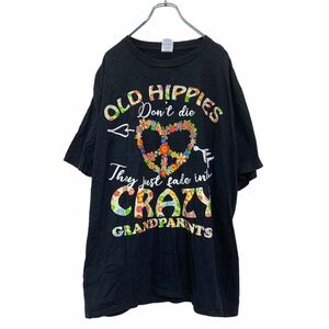 半袖 プリント Tシャツ XL ブラック 黒 OLD HIPPIES 古着卸 アメリカ仕入 a503-7317