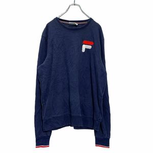 FILA Logo sweat M size filler sport sweatshirt navy blue navy old clothes . America buying up a504-5119